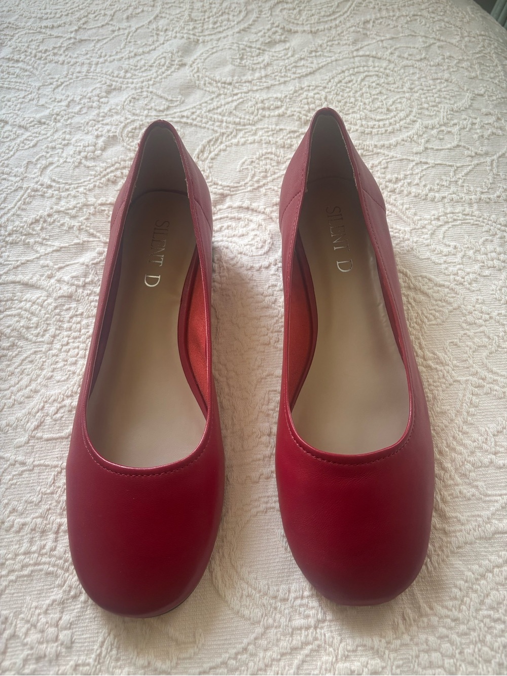 Anthropologie Red Leather Ballet Flats